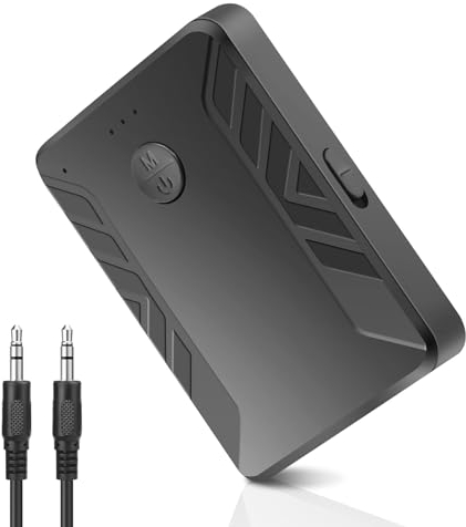 Bluetooth Audio 5.3 Adapter, 2 IN 1 Bluetooth Transmitter und Receiver mit AUX 3,5mm Stecker für Kopfhörer, Radio Auto, Laptops, TV und PC