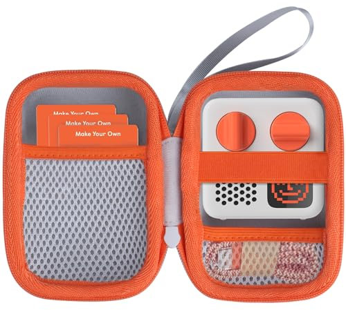 Lebakort Hard Case Compatible with Yoto mini Kids Audio Music Player Children Speaker Plays Audiobook Cards Radio (Off White + Orange Case)