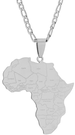 Glänzende Afrika-Karte Mit Städtenamen-Anhänger-Halsketten – Nigeria, Ghana, Somalia, Halsketten, Patriotischer Unisex-Schmuck, Charm-Kette, Kubanische Schlüsselbeinkette, Hip-Hop-Accessoires, G