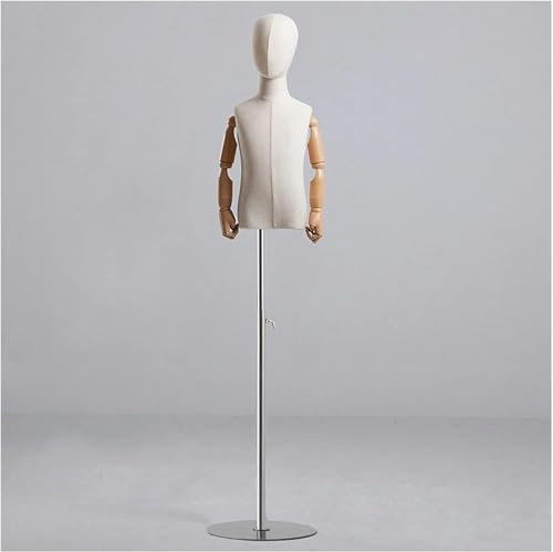 Kinder-Schaufensterpuppe, Torso, Körper, Fotografie, Bekleidungsgeschäft, Display, Schneiderpuppe im halben Maßstab, mit Metallsockel zum Nähen, Schneiderinnen, Schmuck, Gold, 8 Jahre alt (silberfarbe