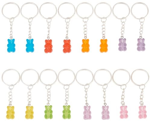 GOMAKERER 16 Stück Gummibärchen Schlüsselanhänger 8 Farben Harz Süßer Süßigkeitenbär Schlüsselanhänger Cartoon Bär Hängender Anhänger Für Handtasche Tasche Brieftasche Rucksack Kopfhörer Dekor