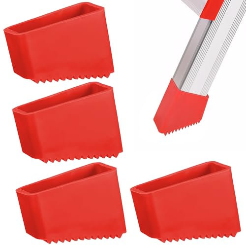 4 Pcs LeiterfüßE 50 X 22 Mm Holzleiter GummifüßE FüR Leitern Leiter FüßE,Trittleiter ErsatzfüßE FüR Universal Leitern Heimarbeiter Klappleiter Aluleiter Zubehör(Rot)