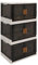 Vertical Box 86L Plastic Storage Cabinet with Wheels, Stackable and Collapsible Storage Boxes with Individual Lids, Toy Storage Container with Doors, Wardrobe, Home Office Organiser (Pack of 3)