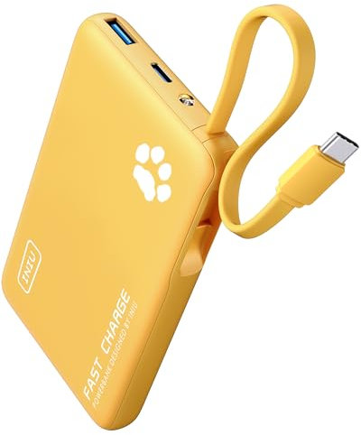 INIU Power Bank, Minigröße 20W 10000mAh PowerBank mit Integriertem USB-C Kabel, PD3.0 QC4.0 USB C In&Out, Klein Aber Stark Externe Handyakkus für iPhone 16 15 14 13 12 Pro Max Mini Samsung S23 iPad
