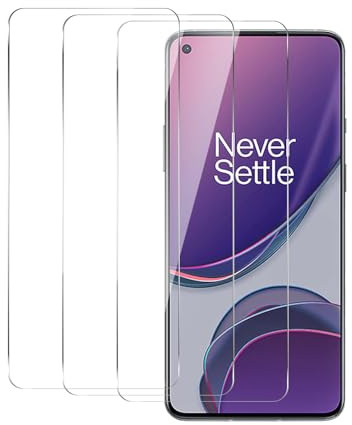 BIESHKJ 3 Stück Schutzfolie für OnePlus 8T, Displayschutz Schutzglas Folie HD-Hartglasfolie, 9H-Härte, Kratzfest, Blasenfrei