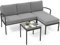 COSTWAY Gartenlounge 3-teilig, Gartenmöbel Set, Outdoor Lounge mit Tisch und Kissen, Terrassenmöbel, Sitzgarnitur, Sitzgruppe für Garten, Terrasse, Balkon