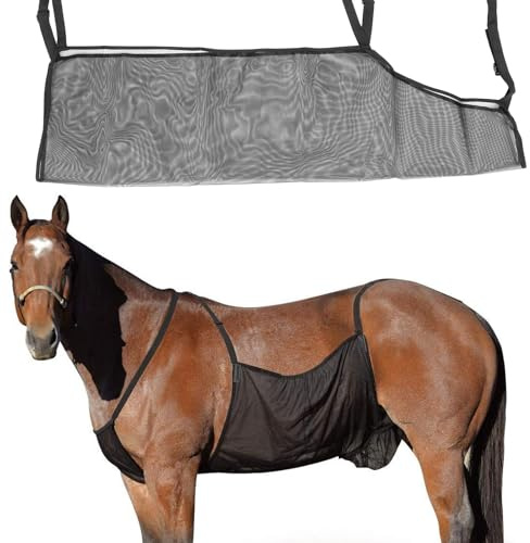 Fly Sheet Belly Guard, Adjustable Soft Breathable Lightweight Anti Scratch Horse Belly Guard, Horse Ride Fly Sheet Mesh Belly Protector for Riding Stable Setting