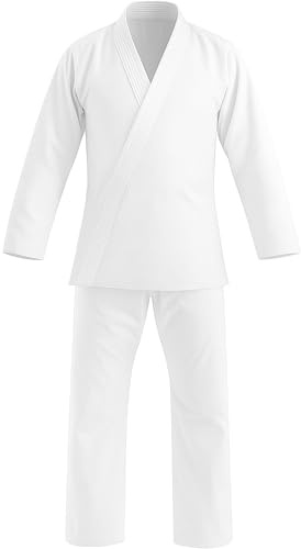 Delmont Kids Jiu Jitsu Gi – Lightweight BJJ Uniform for Boys & Girls (Gi Only, Belt Sold Separately) – Durable, Breathable Karate Gi – Perfect for Training, Sparring & Practice (White, K2)