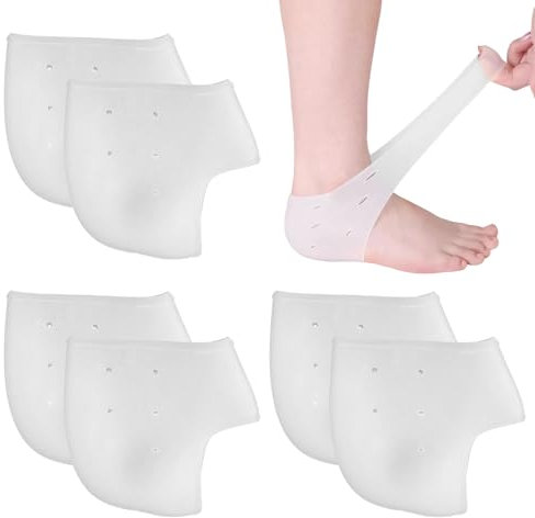 6 Stück Silikon Fersenschutz, Fersenpolster Silikon, Kombipaket Fersenschutz, Gel Fersenpolster, für Fersenschmerzen, Fersensporn Plantarfasziitis, Trockene Rissige Ferse, Achilles Tendinitis