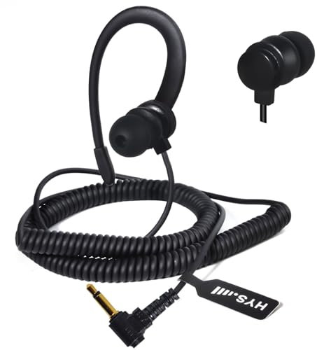HYS Cuffia Auricolare per Microfono Altoparlante Jack 3.5mm, Compatibile per Motorola Yaesu Radio, Orecchio Sinistro o Destro (BLACKC-1)
