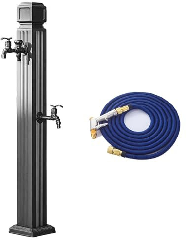 HDZNDH Exterieur Jardin sur Pied Robinet,sur Pied avec Robinet Double Port en Laiton, avec Support De Tuyau Et Pistolet Pulvérisateur,pour Une Utilisation en Extérieur