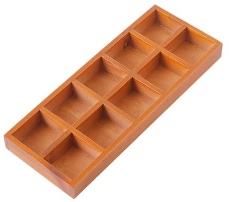MagiDeal Wooden Storage Divider Box Divided Organizer Tabletop Organization 10 Grid Section Box Sorting Tray for Mini Flowerpots