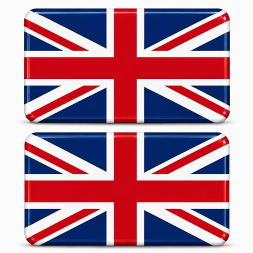 3D Länderflaggen Aufkleber Sticker Emblem Flagge Fahne Set 2 Stück – Mini Gel Auto Motorrad Helm Laptop Handy Koffer – Wasserdicht Selbstklebend 18x11mm (Vereinigtes Königreich UK)