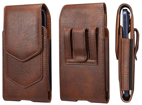 Handy Gürteltasche mit Clip Leder Herren, Handy Gürtelclip Holster mit Kartenfach, Männer Handyhülle Handytasche Leder Gürteltasche Hüfttasche Handtasche Geldbörse Portemonnaie mit Gürtelschlaufe