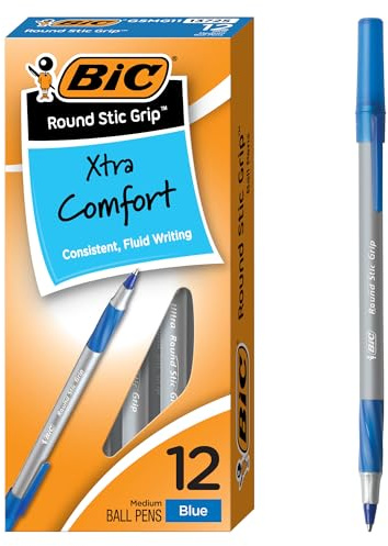 Bic Bolígrafo Stic Grip, color azul 12 Count