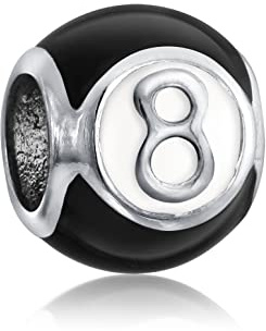 Bling Jewelry Lucky Pool Payer Magic Number Billard 8 Ball Charme Bead Für Frauen Für Jugendliche .925 Sterling Silber Passt Europäisches Armband