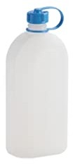 hünersdorff Kunststoffflasche , Trinkflasche, Vorratsflasche mit dichtem Schraubdeckel, Chemie- und Lebensmittelbeständig, 1 Liter, Made in Germany, Weiß