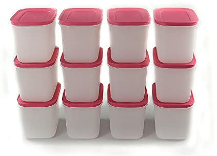 TUPPERWARE Récipient de congélation en cristal de glace Blanc/rose 1,1 l