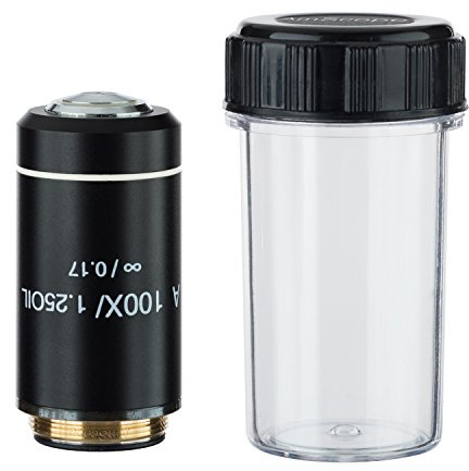 AmScope A100X-INF-B 100X Infinity Achromatic Microscope Objective with Black Finish