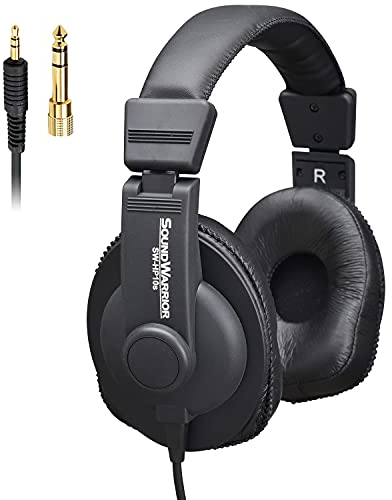 SOUNDWARRIOR SW-HP10s Professional Studio Monitor Headphones, Over-Ear Closed-Back Wired, para producción de música, Mezcla y masterización (Negro)