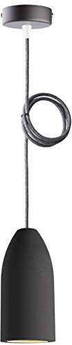 Buchenbusch urban design Betonlampe dark edition 7,5 x 16 cm, Deckenlampe einflammig, LED Pendelleuchte mit Textilkabel Baumwolle, Hängelampe Esstisch Küche Wohnzimmer, Baldachin schwarz