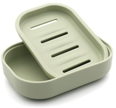 UVIVIU Plastic Soap Dish with Drainage,Soap Dishes Holder for Bathroom Shower，Keep Soap Dry and Easy Cleaning (Green)