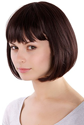 WIG ME UP - MA017-2T33 Dunkelbrauner Bob gerader Pony Perücke 25cm