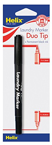 Helix Dual Tip Fabric and Laundry Permanent Marker Pen - Black