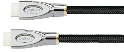 PYTHON® Series PREMIUM High-Speed-HDMI Anschlusskabel mit Ethernet - 4K2K / UHD / Ultra HD / Full HD - Kupferleiter (OFC), 3D-Unterstützung, Dreifachschirmung, Nylongeflecht - schwarz, 5 m