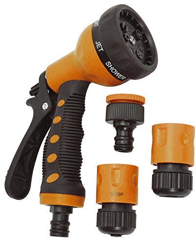 Greengeers 90574 Lot de 4 Arrosage Pistolet Et Raccord Plastique Orange 15 mm