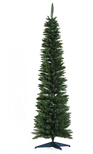HOMCOM Albero di Natale Artificiale 180 cm con Rami Realistici, Albero di Natale Alto e Stretto con Base in Plastica, Verde
