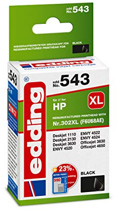 edding Druckerpatrone EDD-543 Kompatibel ersetzt HP 302XL, F6U68AE Schwarz 18-543