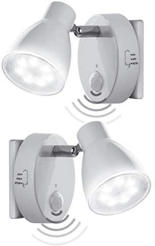 Trango 2635-026 LED Sensor Nachtlicht – 2er Pack – Weiß – Drehbar & Schwenkbar – Automatikfunktion – Bewegungssensor – 230V Steckdosenlampe – Sicherheits- & Orientierungslicht