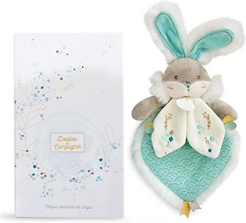 Doudou et Compagnie - Doudou Lapin Vert Amande - Collection Lapin de Sucre - 20 cm - Doux & Réconfortant - avec Boîte Cadeau Prêt à Offrir - Idée Cadeau Naissance Bébé - DC3490