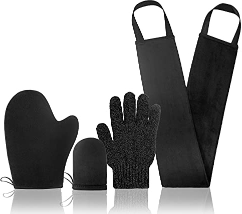 stusgo Self Tanning Mitt Applicator Kit 4 in 1 -Exfoliating Glove,Tan Mitt Applicator,Tanning Back Lotion Applicators, Face Mitt for Tanner Lotion Streak Free Tan,Self Tanner Mitt Tan Applicator