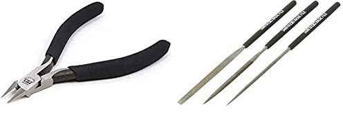 Tamiya – 300074123 coupante Fein/Pointu Plastique & 74104 - Accessoire pour Maquette - Jeu Limes Fines
