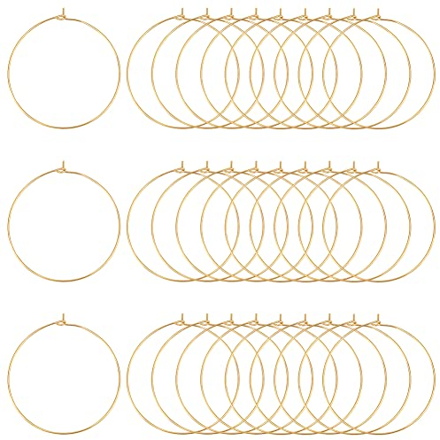 UNICRAFTALE 30Pcs 40mm Hypoallergene Creolen 304 Edelstahl Weinglas Charms Ring DIY Ohrringe Zubehör Creolen Ohrring Herstellungs Ohrringhaken Für DIY Frauen Schmuckherstellung, Golden