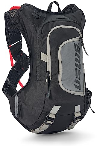 USWE Moto Hydro 8L Trinkrucksack mit 3,0 l Wasserblase, ein hochwertiger, federfreier Rucksack für Enduro und Off-Road-Motorrad, Schwarzgrau
