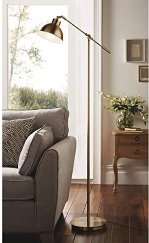 Cantilever Industrial Style Floor Lamp - Antique Brass