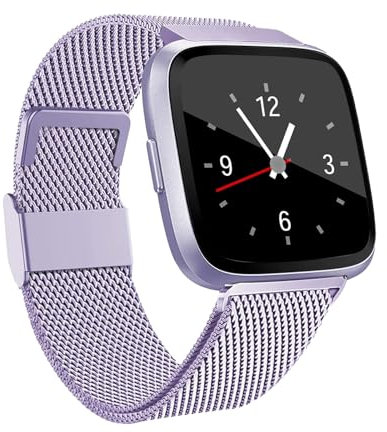 Coholl Ersatzarmband Kompatibel mit Fitbit Versa Armband/Fitbit Versa 2 Armband,Edelstahl Handgelenk Metall Ersatz Ersatzband Armbänder,Damen Groß Violett