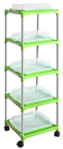 MUALROUS Bandeja de Brotes de Semillas de 5 Capas Kit de Cultivo de Microgreens Bandeja de Germinación de Semillas Bandejas de Almacenamiento del Cultivador de Semillas para Cocina de Jardín