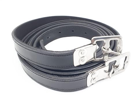 Aces Equine Steigbügelriemen aus Nylon, Kalbsleder, Schwarz