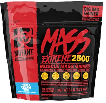 MUTANT Mass Extreme 2500 Gainer | Molkenproteinpulver | Muskelaufbau | Hohe Dichte und saubere Kalorien | 2720 g | Kekse & Creme