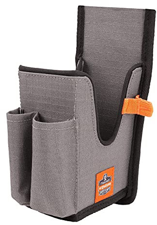 Ergodyne Squids 5540 Barcode-Scanner-Holster-Tasche für Pistolengriff, Mobile Computer, Halterung für Hand-Barcode-Scanner, Gürtelschlaufen-Befestigung, Grau, groß