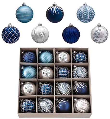 skopers 16pcs 8CM Weihnachtskugel Ornament Rot Weiß Weihnachtsbaum Hängende Christbaumkugel Dekorationen Anhänger Für Zuhause Neujahr