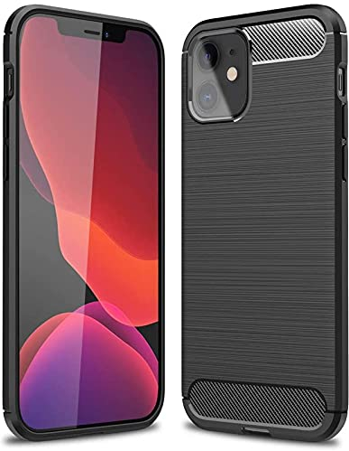CoolGadget Premium Carbon Handyhülle TPU für iPhone 12 Mini, stoßfest, Kratzfest, rutschfest, Anti-Fingerprint, schwarz