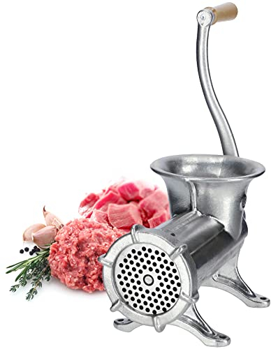 KADAX Picadora de Carne de Hierro Fundido, 6 Tamaños, Manual, Vintage, Galvanizada (Tamaño 32)