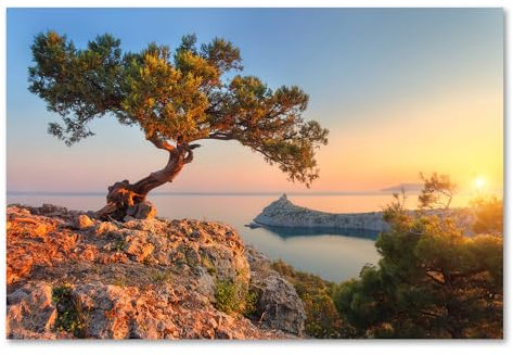 Postereck - 2642 - Sonnenuntergang, Adira Natur Landschaft Kroatien - Wandposter Fotoposter Bilder Wandbild Wandbilder - Leinwand - 60,0 cm x 40,0 cm