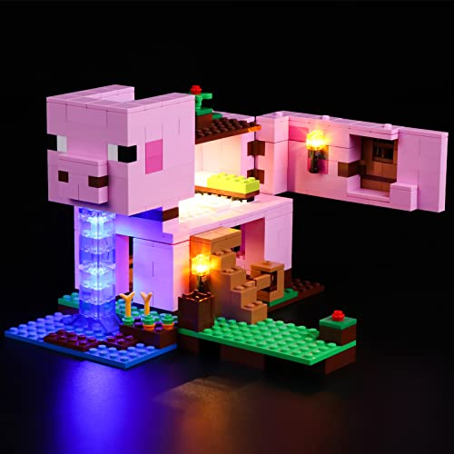 cooldac LED Licht Kit Kompatibel mit Lego 21170 Minecraft Das Schweinehaus Bauset(nur Lichter, Keine Modelle) Led Beleuchtungsset Kompatibel mit Lego 21170 Minecraft Das Schweinehaus Bausteine Modell
