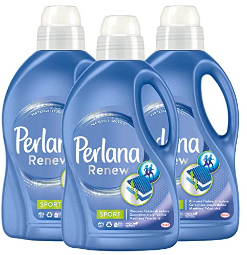 3 x Perlana Renew Sport Aktivpflege Flüssigwaschmittel Technische Textilien und Sportbekleidung für Waschmaschine - 3 Flaschen mit je 1,44 l